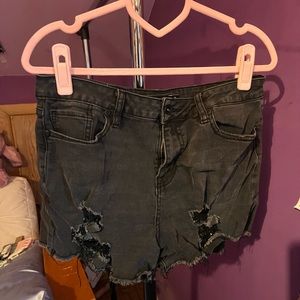 Black Denim Highwaisted Shorts W/Rips - Hot Topic Size 9